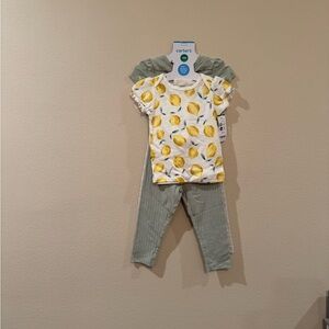 NWT Carter's Lemon Print Tee and Green Pants 4-Piece Set